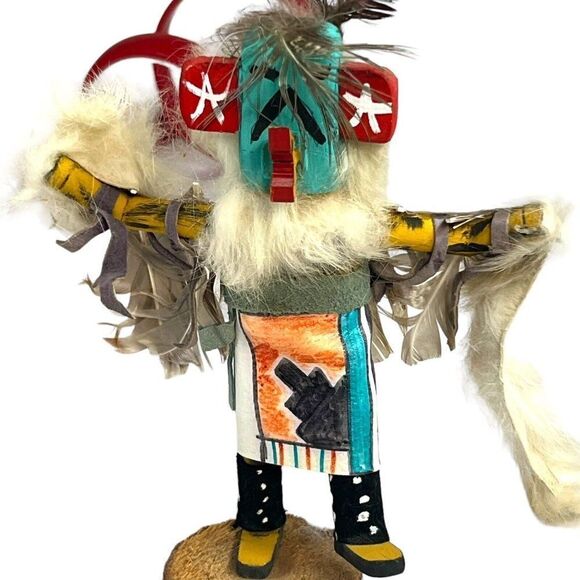 Vintage Awatovi Kachina Dancer Doll Hand Carved Wood Hopi Native American 7" - Picture 3 of 9